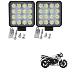 Kozdiko 2 Pcs 48W 16 LED Square Bright Beam White Fog Light Set for TVS Apache RTR 160, koz_92962-picture-44