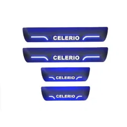 Car Accessories Hub 4 Pcs Acrylic Black Sill Scuff Plate Set with Blue LED for Maruti Suzuki Celerio All Model-picture-32