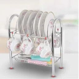 DeoDap Stainless Steel 2 Layer Plate &a; Bowl Kitchen Utensil Rack, 0746 image 2