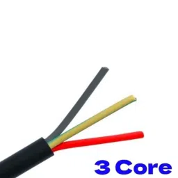 Elson 1Sqmm Three Core Black Multi Round PVC Insulated CCA Copper Cable with Weather Resistant, Length: 91 m image 2
