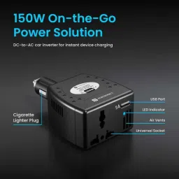 Portronics Car power II Black 150W Car Power Converter, POR 1788 image 3