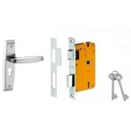 Dorset HL Series Badroli 8 inch Stainless Steel Silver Chrome Finish Door Handle Lock Set with KY Mortise Lever Lock (Pack of 4)-picture-26