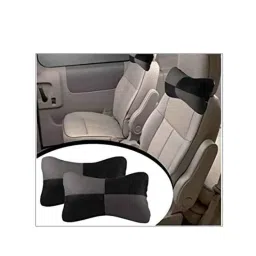 Kozdiko 2 Pcs Leather Grey &a; Black Neck Rest Car Cushion Pillow Set for Mercedes Benz A-Class image 4