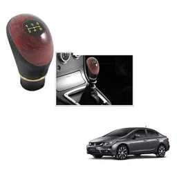 Kozdiko Wooden &a; PU Leather Black Gear Shift Car Knob for Honda Civic-picture-43