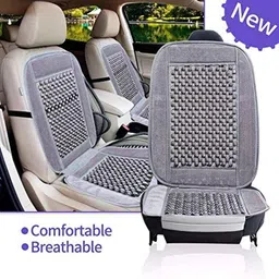 Kozdiko Wooden Bead Seat with Grey Velvet Border for Hyundai Grand i10 Nios image 3