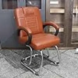 P P Chair Leatherette Brown Medium Back Durable Office Desk Chair image 2