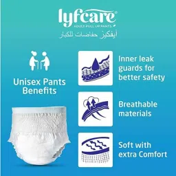 Lyfcare 20 Pcs 60-85cm Pull Up Pant Style Adult Diaper Set, Size: Medium image 3