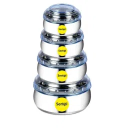 Sempl 4 Pcs Stainless Steel Silver Grocery Container Set with Blue Unbreakable Plastic Lid-picture-37