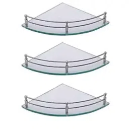Riya 22x22x7cm Glass Glossy Designer Corner Shelf (Pack of 3)-picture-31