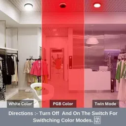 D&s;Mak 24W Polycarbonate Cool White &a; Red Round Twins Conceal Panel Light (Pack of 2) image 2