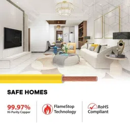 Polycab Etira 4 Sqmm 90m Yellow Single Core FR Multistrand PVC Copper Insulated Unsheathed Industrial Cable image 3