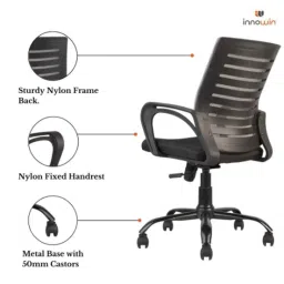 Innowin Nova Grey Mesh Medium Back Ergonomic Chair image 3