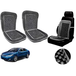 Auto Pearl PU, Velvet &a; Wooden Beads Grey Rectangular Seat Cushion for Toyota Camry (Pack of 2 )-picture-16