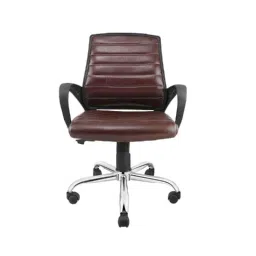 Advanto Leatherette Brown Medium Back Ergonomic Office Chair with Breathable Mesh Fabric, ADPN CP 016 image 2