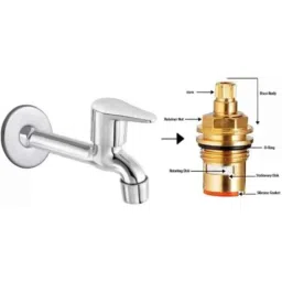 Fastgear Fusion Stainless Steel Long Body Tap Set with Angle Wall Valve by Moglix image 4