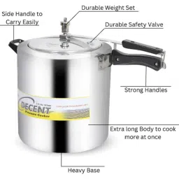 Decent Classic 15L Aluminium Silver Inner Lid Pressure Cooker, DECP00015L image 2