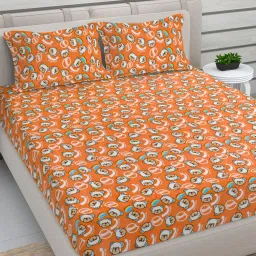 FABINALIV Orange Cartoon Woollen King Size Double Bedsheet With 2 Pillow Covers-picture-13