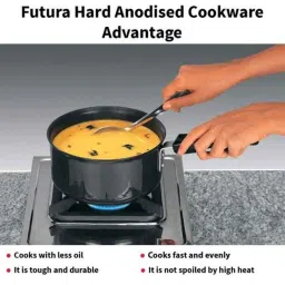 Hawkins Futura 2.25L Aluminium Black Hard Anodised Sauce Pan without Lid, HK-KW-L90 image 2