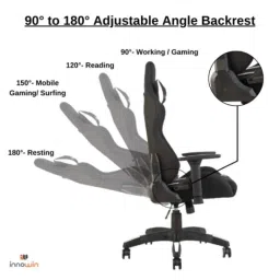 Innowin IGC Defender White Fabric &a; PU Leather High Back Gaming Chair image 4