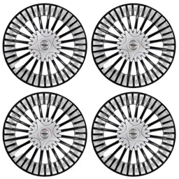 Prigan 4 Pcs 15 inch Polypropylene Silver &a; Black Press Fitting Car Wheel Cover Set for Skoda Rapid image 2