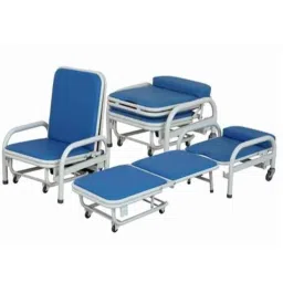 Surgihub 770x680x1125mm Mild Steel White &a; Blue Attendant Bed Cum Chair, 11040-picture-15