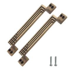Atom 7 inch Brass Antique Finish Aluminium Dot Line Cabinet Pull Handle (Pack of 2)-picture-14