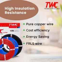 TWC Lite 0.75 Sqmm Yellow FR PVC Insulated Solid Stranded Flexible Copper Wire, Length: 90m, TWCL01 image 5