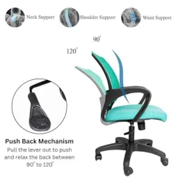 White Clouds Enterprise Rudo Green Medium Mesh Back Ergonomics Revolving Office Chair image 4