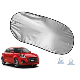 Auto Pearl Polyester Black &a; Silver Rear Window Sun Shade Curtain with Storage Pouch for Maruti Suzuki Swift 2018-2022-picture-24