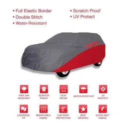 Elegant Grey &a; Red Water Resistant Car Body Cover for Renault Pulse image 3