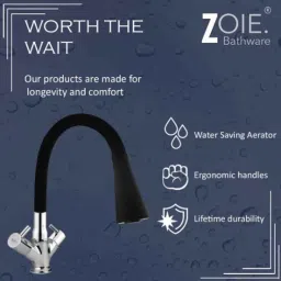 Zoie Mini Brass Black Chrome Finish Basin Mixer with Swivel Spout, Z20044 image 3
