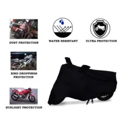 Riderscart Polyester Black Waterproof Two Wheeler Body Cover with Storage Bag for Hero Karizma ZMR STD image 3