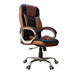 Modern India Leatherate Black &a; Brown High Back Office Chair, MI273-picture-14