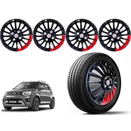Auto Pearl 4 Pcs 15 inch ABS Black &a; Red Press Type Car Wheel Cover Set with Retention Ring for Maruti Suzuki Ignis 2020-2022-picture-11