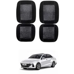 Kozdiko 2 Pcs Wooden Bead &a; Nylon Black Seat Cover Set for Hyundai New Verna 2023-Present-picture-34