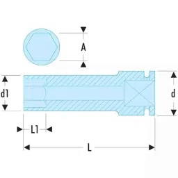 Facom 1 inch Square Drive Wall Socket Deep Thin 6 Points 46 mm, NMB.46 image 2