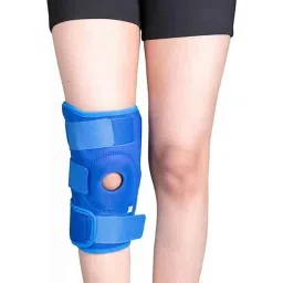 Kudize Neoprene Open Patella Hinged Blue Knee Brace with 3 Velcro Strap, Size: XL image 2