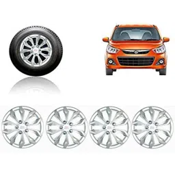 Auto Pearl 4 Pcs 13 inch ABS Silver Car Wheel Cover Set for Maruti Suzuki Alto K10 New-picture-42