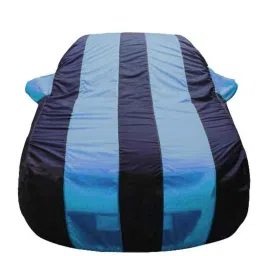 AutoPop Polyester Black &a; Turquiose Waterproof Car Body Cover for Renault Fluence, Fw_Blue_Stripes_Fluence image 3