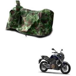 Kozdiko Polyester Jungle Print Waterproof Bike Body Cover with Mirror Pockets &a; Buckle Belt for Bajaj Dominor 400-picture-18