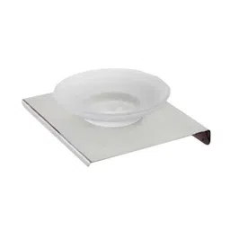 Saze Glass Silver Wall Mounted Rust Free Bathroom Soap Dish with Shiny Stainless Steel Base image 5