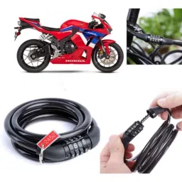 Auto Pearl PVC &a; Plastic Black Combination Cable Lock for CBR 600 RR, 742-picture-30