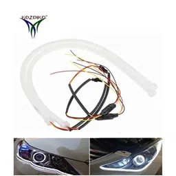 Kozdiko 2 Pcs 24 inch Yellow &a; White Car Headlight LED Flexible DRL Silica Gel Tube Strip Light Set for Toyota Fortuner image 2
