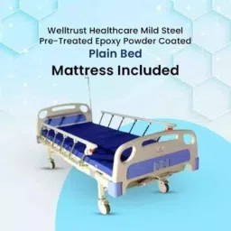 Diya 190x90x60cm Mild Steel Plain Hospital Bed with Mattress &a; All Accessories image 4