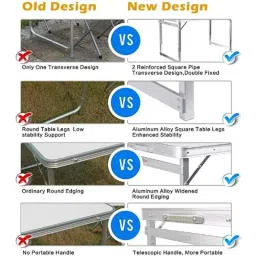 Corvids 6kg Aluminium Adjustable Height White Folding Table, CAFT-018-WH image 2