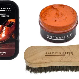 SHOESHINE Neutral Shiner and Dark Tan shoe Cream with Horse hair (Black) shoe Brush Shoe Care Kit-picture-13