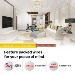 Polycab Maxima Plus 1 Sqmm Yellow Single Core Eco Friendly Greenwire FR PVC Copper Insulated Cable, Length: 90 m image 4