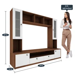 woodbuzz Benji TV Unit in Walnut And Frosty White Finish for TVs up to 55" image 2