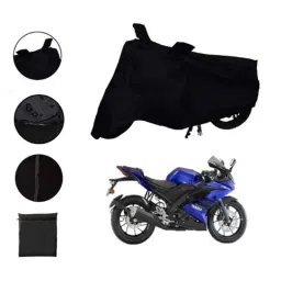 Riderscart Polyester Black Waterproof Two Wheeler Body Cover with Storage Bag for Yamaha YZF R15 V3 image 2