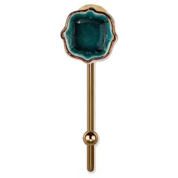 Screwtight 130mm Ceramic ‎Turquoise &a; Gold ‎Glossy Finish Multipurpose Crackle Glaze Floral Hook, CHK001FL2 (Pack of 2) image 4